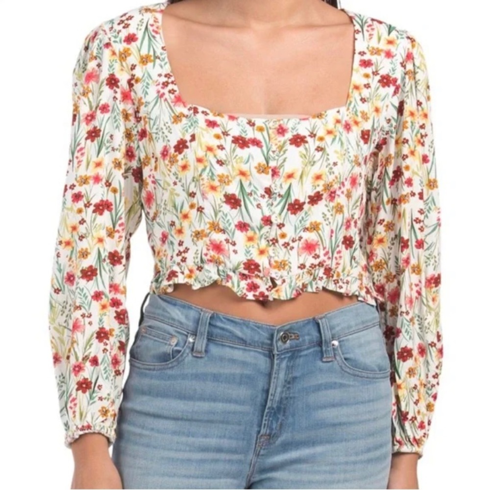 Lost & Wander Floral Print Cropped Top